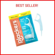 Plackers Twin-Line Dental Flossers, Cool Mint Flavor, Dual Action Flossing Syste