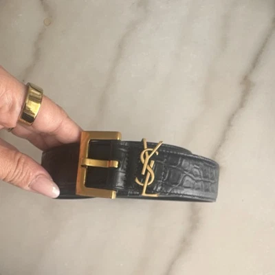 Yves Saint Laurent Metallic Bronze Wide Leather Waist Belt/ Size Small Yves saint laurent bronze - Gem main image 2