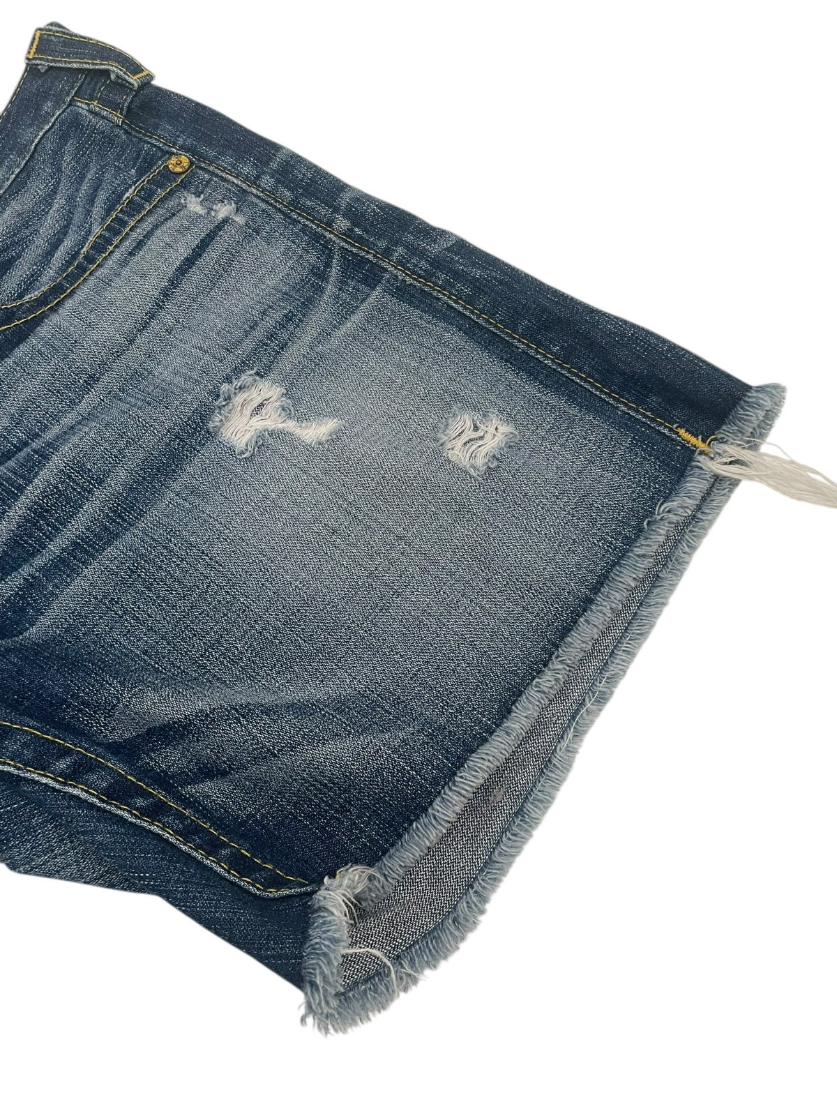 True Religion Women’s Button Fly Factory Frayed Denim Shorts 100% Cotton Size 32 thumbnail 8