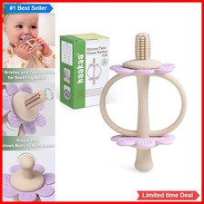Silicone Twin Flower Teether 3M Babies Easy Grip Lavender BPA Free Dishwasher