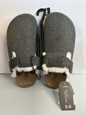 Clog Slip On s Slipper Gray Felt Faux Fur Lined Womans 5-6 - NWT