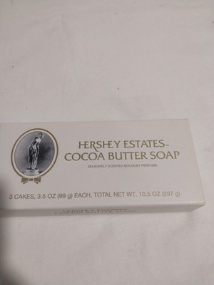 VTG Hershey Estates Cocoa Butter Soap 3 Cakes Delicately Scented Bouquet Perfume
