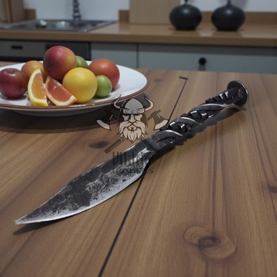 Hand-Forged Medieval Viking Style Iron Knife   Historical Rustic Art Object
