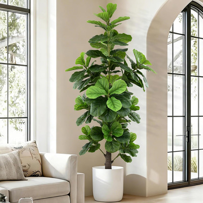 6Ft Artificial Fiddle Leaf Fig Tree - Realistic Faux Plant for Home Decor