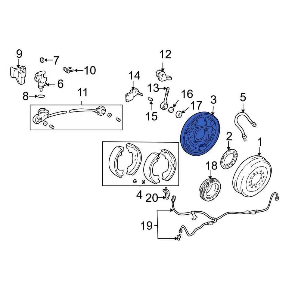 For Toyota Tacoma 1995-2004 Toyota 4704335061 Rear Right Brake Backing Plate Foto 2 de 3