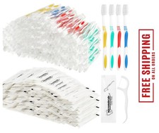 300 Pcs Individually Wrapped Toothbrushes Bulk with Dental Floss Set 100 Soft Br