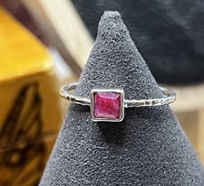 Simple Ruby And Sterling Ring Size 7