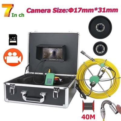 40M 7inch DVR 17mm Industrial Pipe Sewer Inspection Video Camera System IP68 8GB