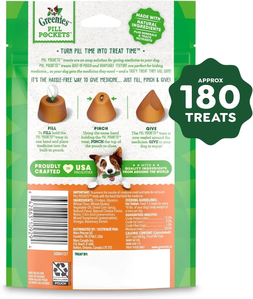 Bolsillos para pastillas Greenies para perros tamaño pequeño, suave perro 30 unidades (paquete de 6)  Foto 2 de 4