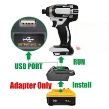 1x USB Adapter Fits DeWalt 20v MAX XR Slider Li-ION Battery To Makita 18v Tools