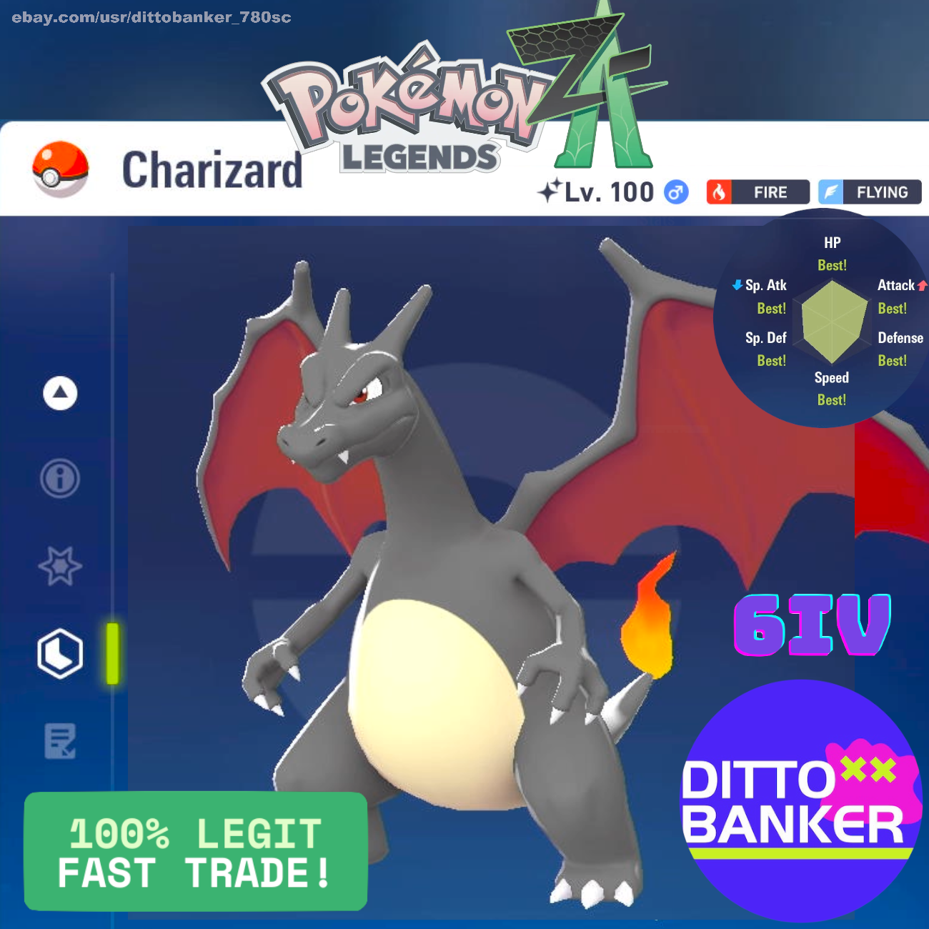 Pokemon Legends ZA SHINY CHARIZARD Lv.100 Adamant/6IV MAX EV FAST Tradė ...