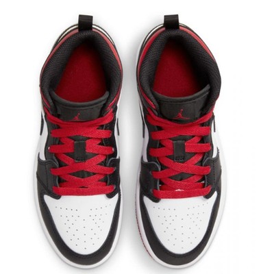 NWT Nike Unisex Air Jordan 1 Mid Shoes, Gym Red/Black Toe, 1