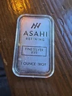 Asahi Refining 1 oz .999 Fine Silver Bar One Troy Ounce