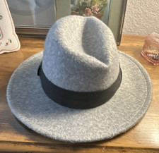 ROXY Womens Gray Wool Felt Fedora Hat Black B...