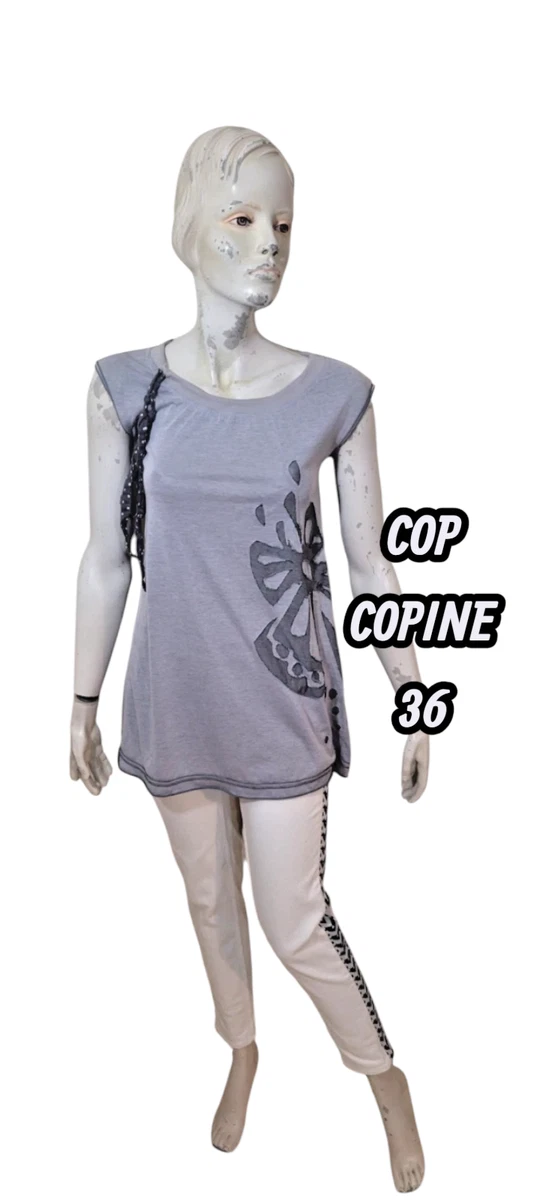 Chemisier Noir Cop Copine, Manches Bouffantes, Taille S (36 Fr), Coton, Excellent état
