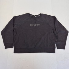 DKNY Sweatshirt 22 Black Womens Cotton Blend Pullover Graphic Logo Jumper