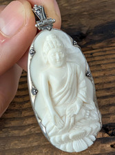 Hand Carved Buddha Sterling Silver 925 Pendant Vintage