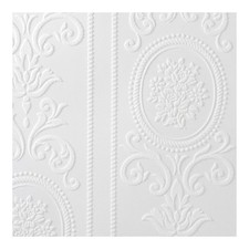 Superfresco Paintable Wallpaper Cameo Stripe White Durable Heavy Duty