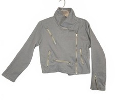 Women's grey asymmetrical crop jacket. Size M.