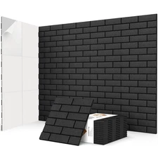 12Pack Acoustic Panels, Self-Adhesive 3D Brick Pattern Sound Proof Panels for...