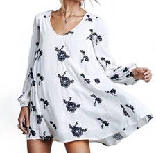 FREE PEOPLE Short Dress Gray Swing EMMA Austin Boho Grunge Fairy Layer Oversized