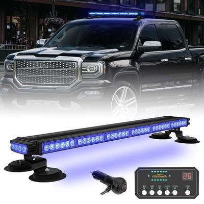 XRIDONSEN 28.4'' 80 LED Blue Roof Emergency Lights Top Strobe Light Bar | Magn...