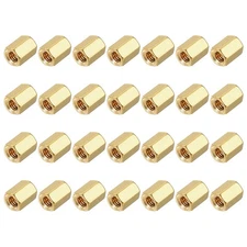 M4x8mm Brass Hex Coupling Nuts(Gold Tone, Pack of 28)