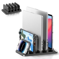 4-Slot Vertical Laptop Stand with Gravity Locking, 6-in-1 Laptop Holder