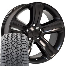 2453 Black 20x9 Rims 27555r20 At2 Tires Set Fits Dodge Ram