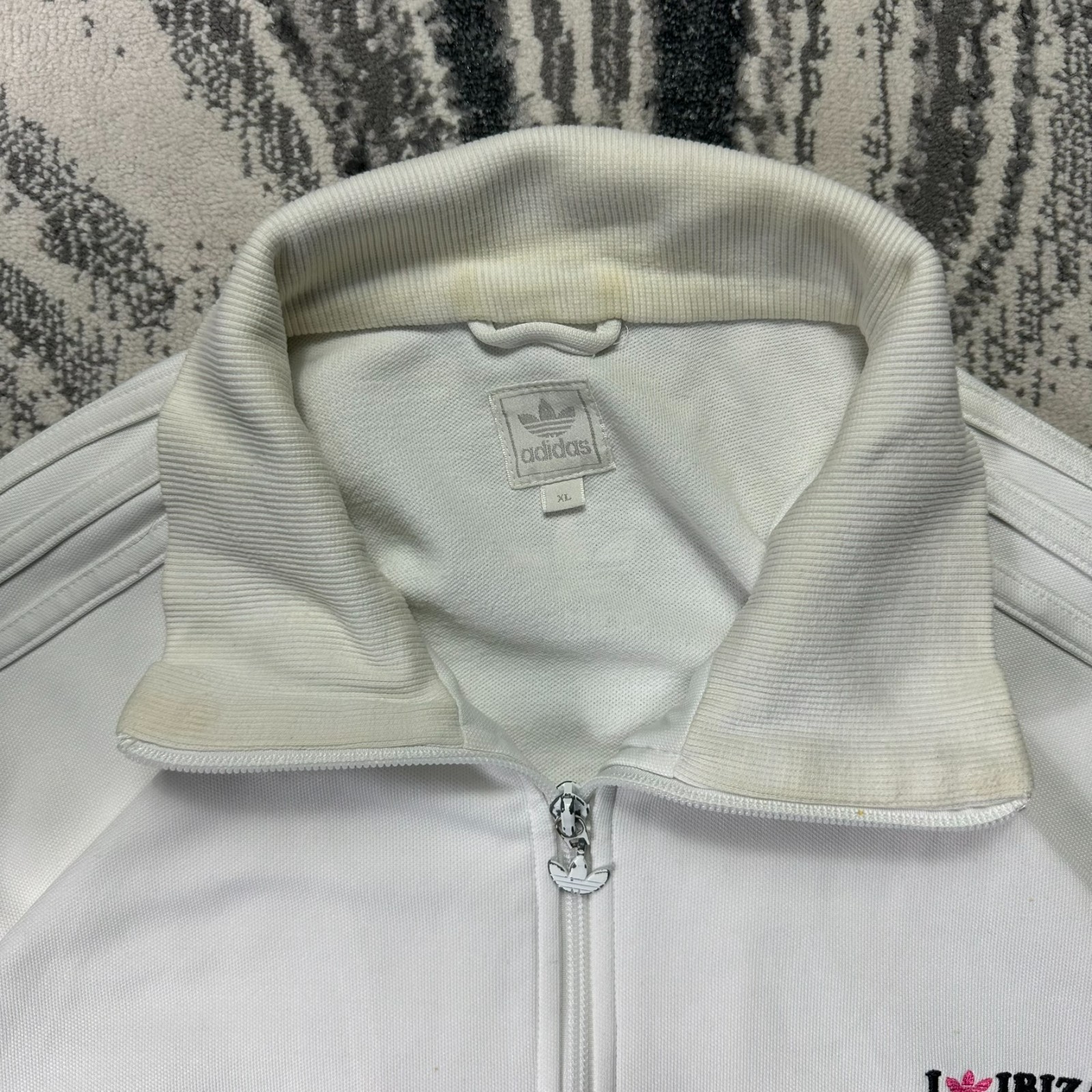 VTG Adidas 2000's Y2K I Love Ibiza XL White Palm Tree DJ Tracksuit Track Jacket image 2