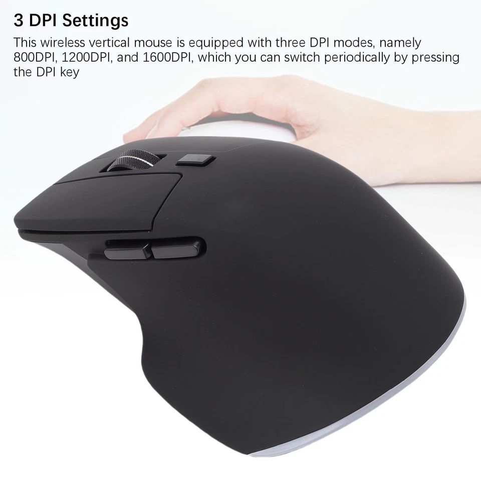 Ergonomic Mouse Comfortable Grip 800 1200 1600 DPI Wireless Mouse USB C Charging - Image 3 of 4
