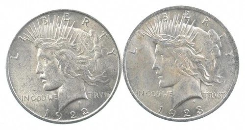 1922 & 1923 & Peace Silver Dollar $1 Bullion Collection Lot *947