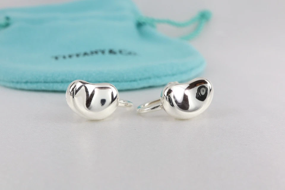 Pendientes Tiffany & Co. 1985 Peretti 11 mm pequeños frijoles atornillados plata 925 Foto 3 de 4