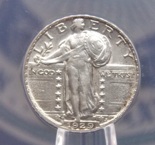 1929 "D" Standing Liberty Quarter 25c ANACS AU53 Details #015 About Unc ECC&C