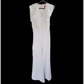 Monique Lhuillier Ivory Brady Eyelet Trim Ruffle Sleeve Bridal Jumpsuit NWT Sz 2