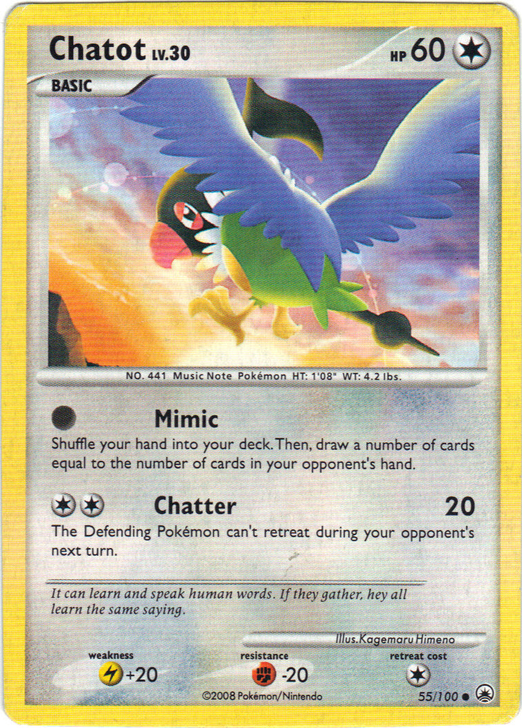 Pokémon N°55/100 - Chatot LV.30 - HP60 (4780 | eBay Pokémon N°55/100 - Chatot LV.30 - HP60 (4780 | eBay