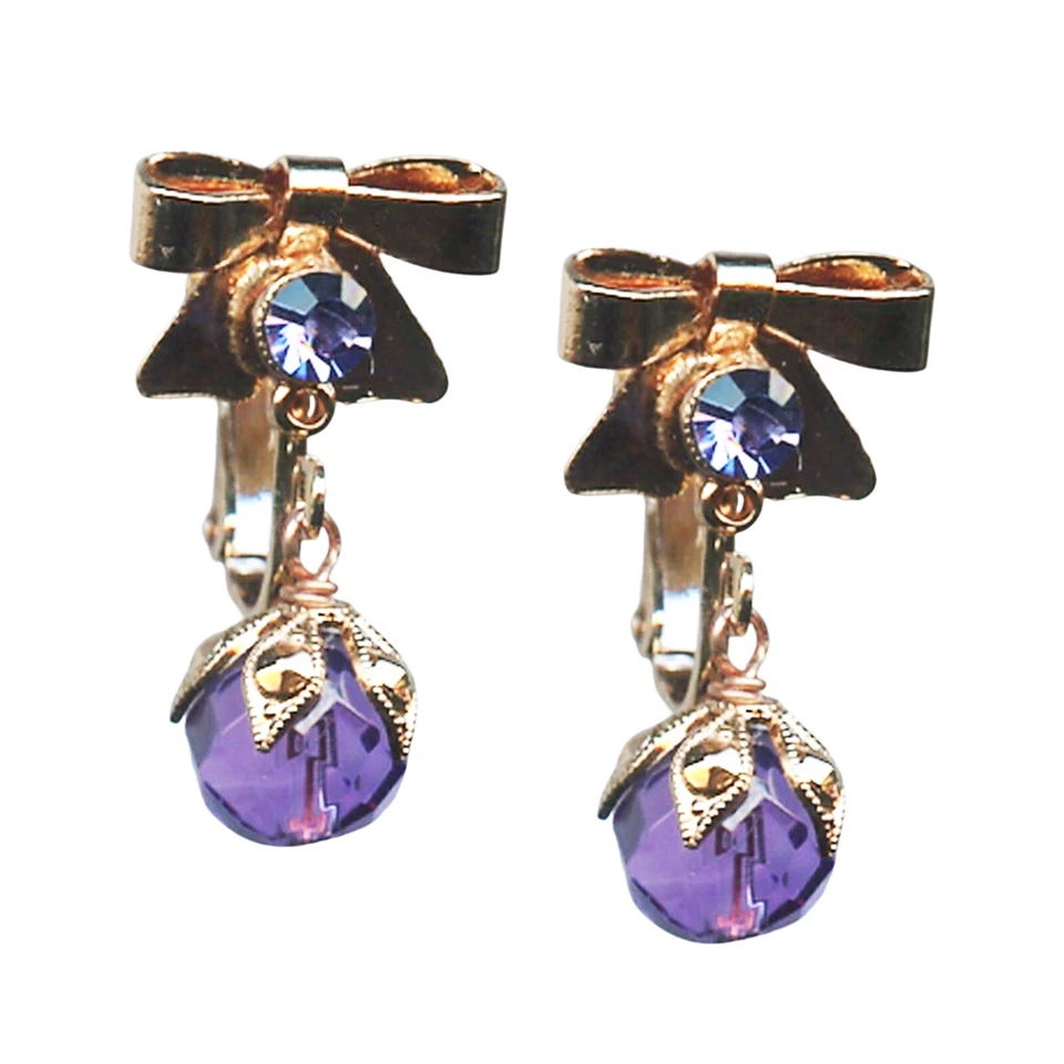 Pendientes de Mariana My Treasures Coll. Mineral de amatista y tanzano en forma de arco... Foto 3 de 4