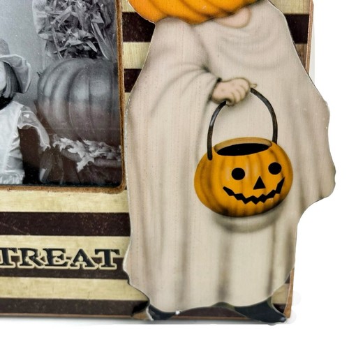 Halloween Photo Picture Frame Trick or Treat Stripe Pumpkin Ghost Costume 4"x6" - Picture 4 of 12