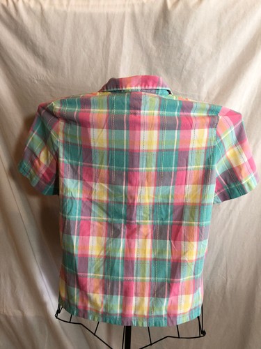 Koret PM Pink Plaid Short Sleeve Blouse 20" Underarm to Underarm - Picture 3 of 4