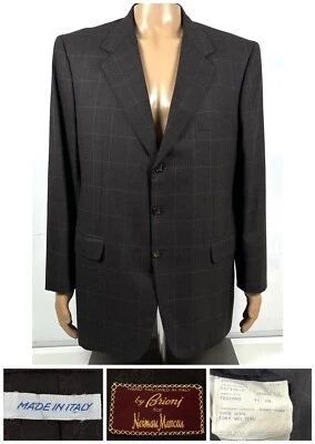 Brioni Sportcoat Mens 42L Wool 3 Button Blazer  Check Windowpane Traiano