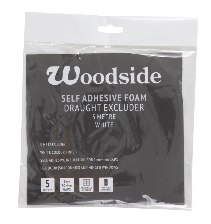 Woodside Door Window Draught Excluder Self-Adhesive Foam Insulation 5m - White