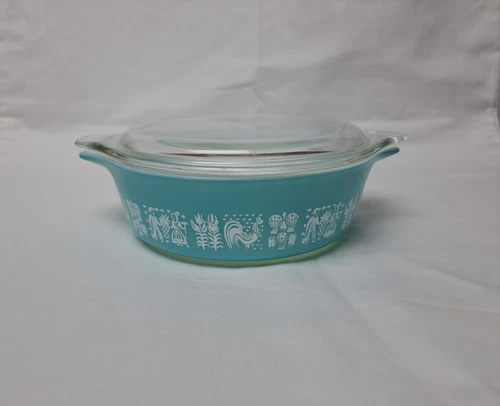 Turquoise Amish Butterprint 1 Pint Covered PYREX Vintage Casserole Dish 471 NICE