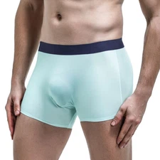 Men Faux Silk Underwear Trunk Shorts Pouch Breathable Seamless Boxer Briefs Soft