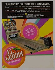 Vintage 1970's Original Williams El Grande 6 Player Bowling Alley Flyer