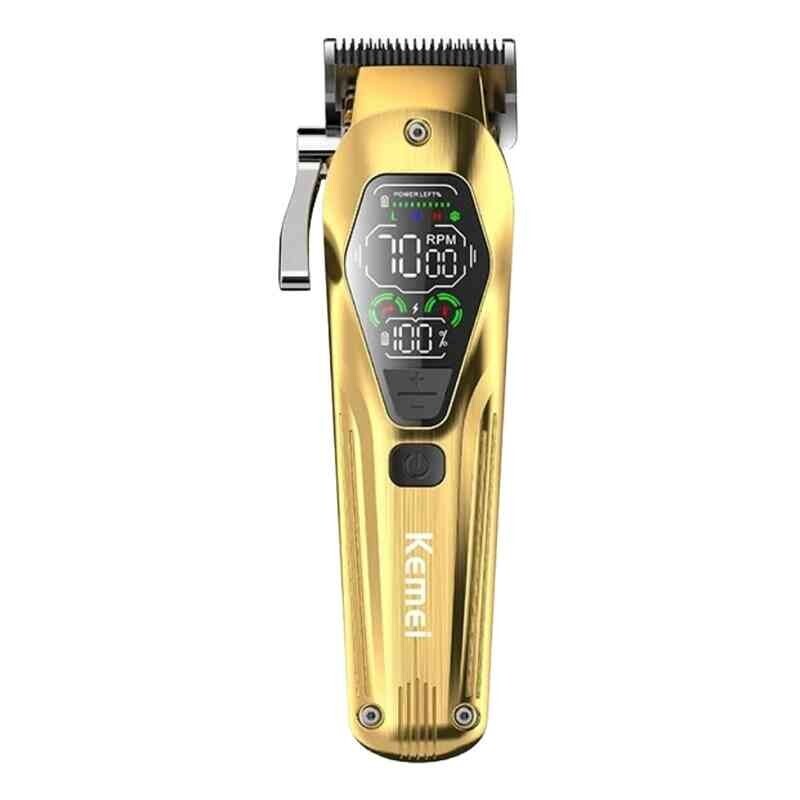 Kemei Professional Gold Hair Clipper with Rechargeable LCD