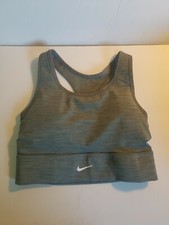 Nike Womens Sports Bra Green Heathered Racerback Padded SZM Athletic Gym D