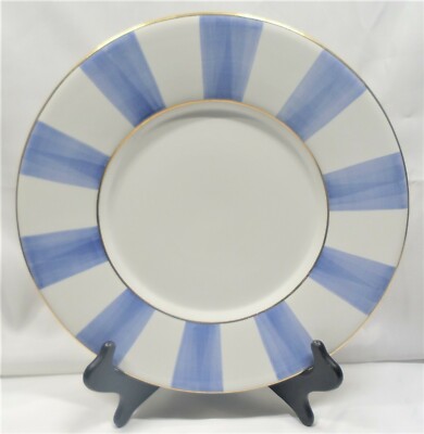 Este C.E. Italian Made Hand Painted Large Chop Platter Blue White Block Stripes 