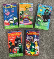 Veggie Tales 5 VHS Lot King George Larry Boy Dave Giant Pickle Madame Blueberry