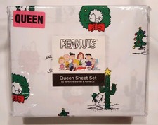 Berkshire Peanuts Queen Sheet 4 Piece Set Snoopy Holiday Lights Winter Christmas