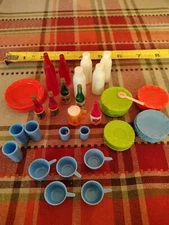 49PC Dollhouse Miniature Cookware Tableware Food Kitchen Accessories